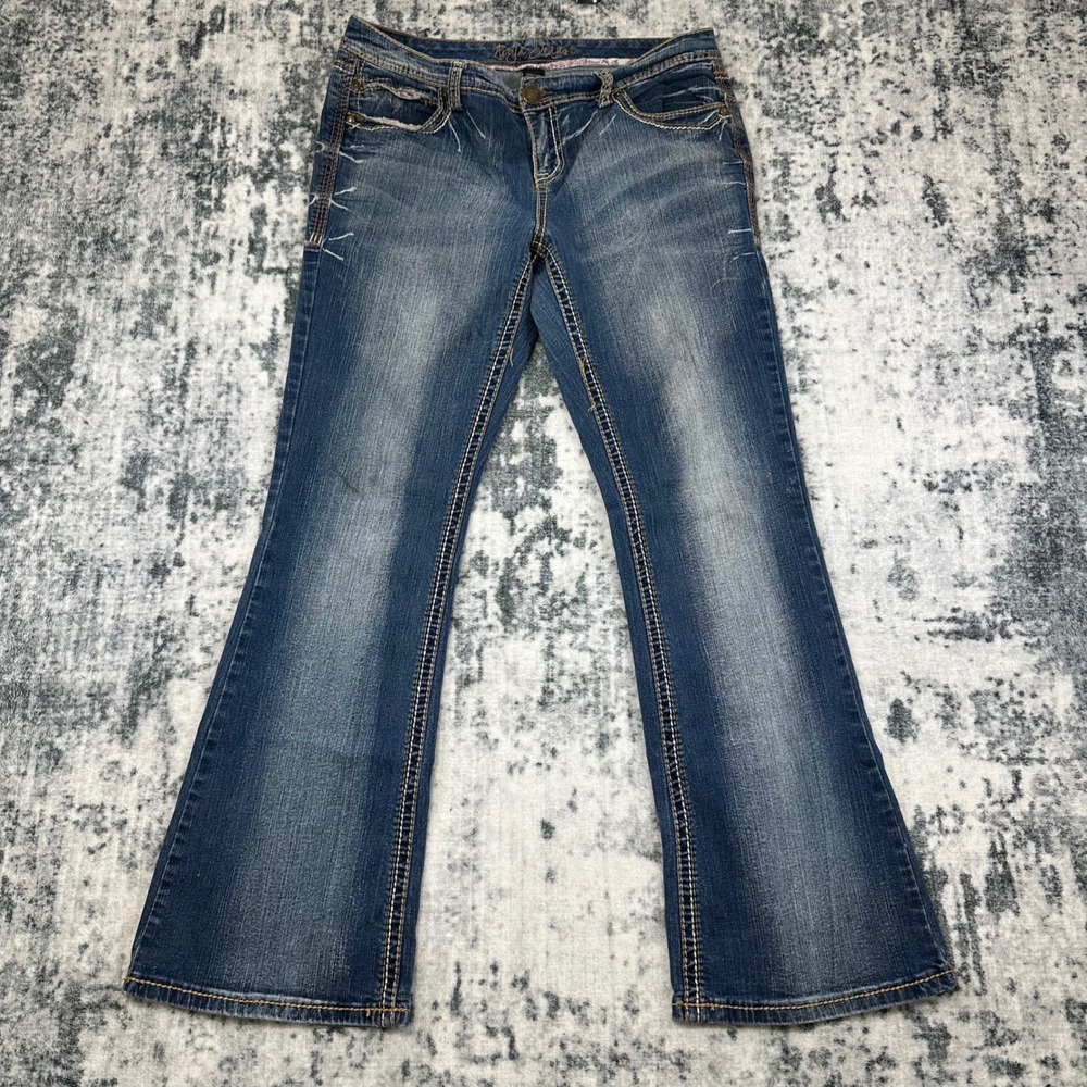 Ariya Jeans Bootcut Jeans Womens 13/14 Blue Denim‎ Y2K Flare Embroidered Pockets